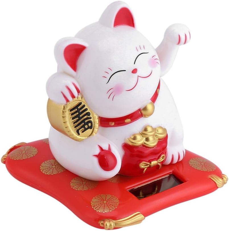 White Pack of 2 Solar Powered Waving Cat H674410