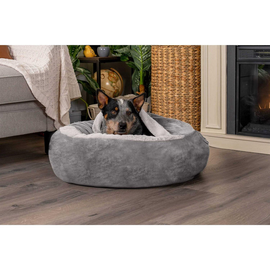 Faux Fur Hooded Donut Bed Q939