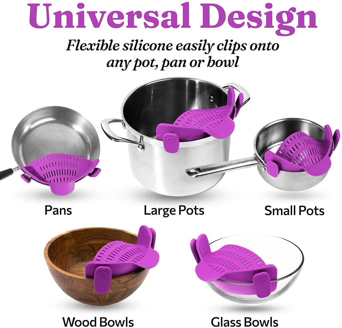 Adjustable Silicone Clip On Pot Strainer E493284