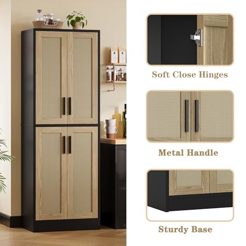 Tall Storage Cabinet with 4 Doors and Adjustable Shelves O455312