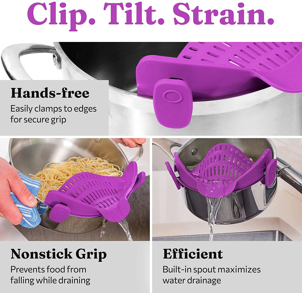 Adjustable Silicone Clip On Pot Strainer E493284