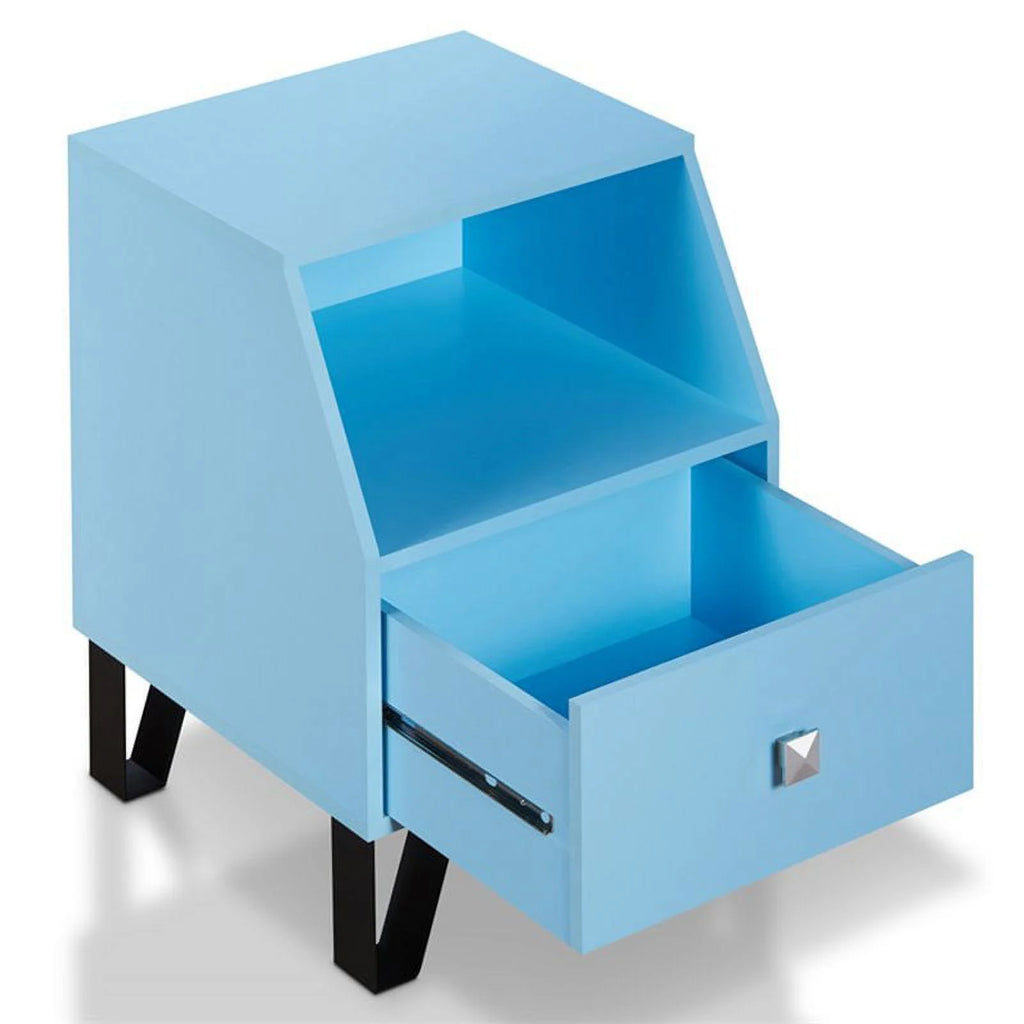 Light Blue Wood Storage End Table X764271