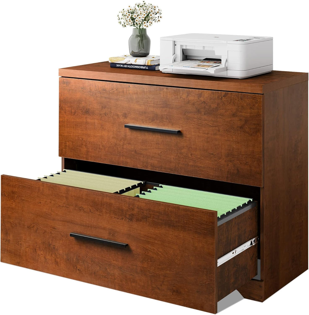 Gray Oak 2 Drawer Wood Lateral File Cabinet U870