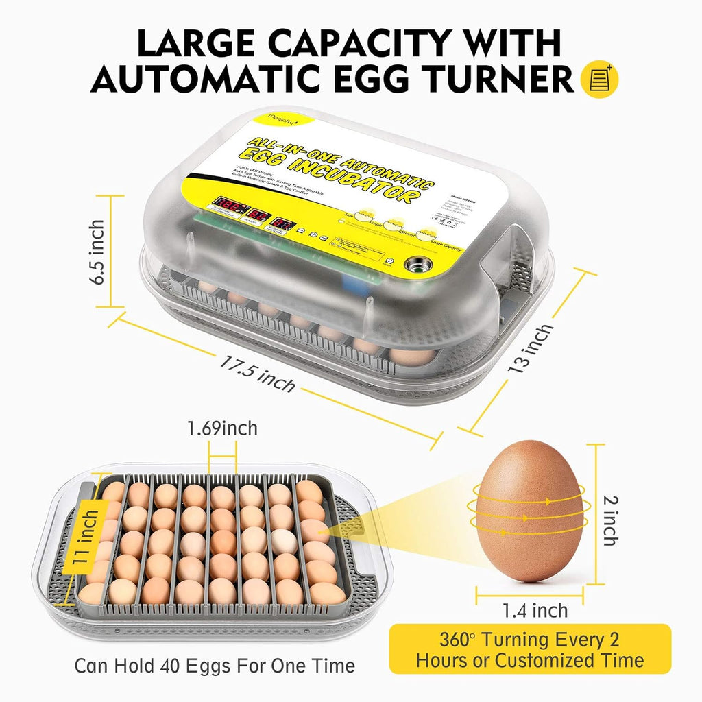 40 Egg Automatic Egg Incubator with LED Candler K516454