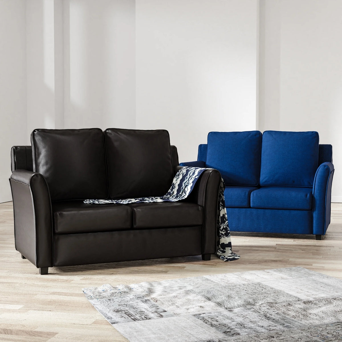 Dark Grey Faux Leather Loveseat K439