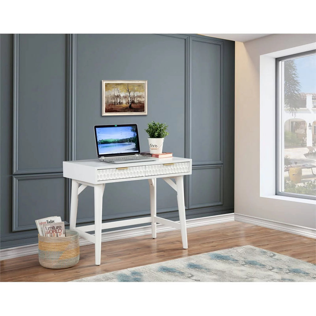 Queen Headboard & Mini Wood Desk in White C396