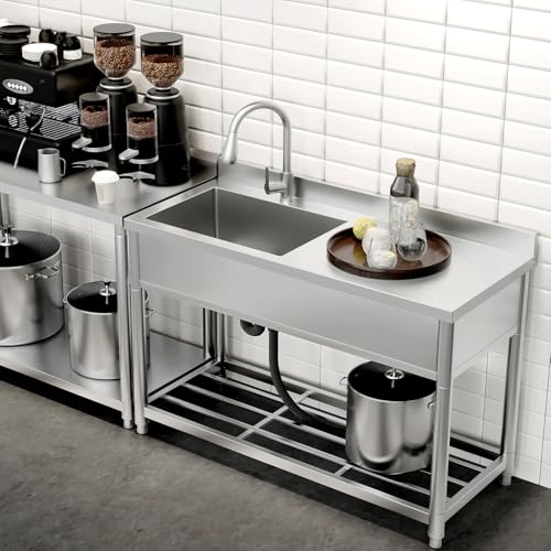 Stainless Steel Single Bowl Commercial Sink with Drainboard E962956