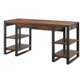 60" Industrial Wood Computer Desk in Dark Walnut H456