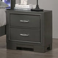 Metallic Gray 2-Drawers Solid Wood Nightstand L1459