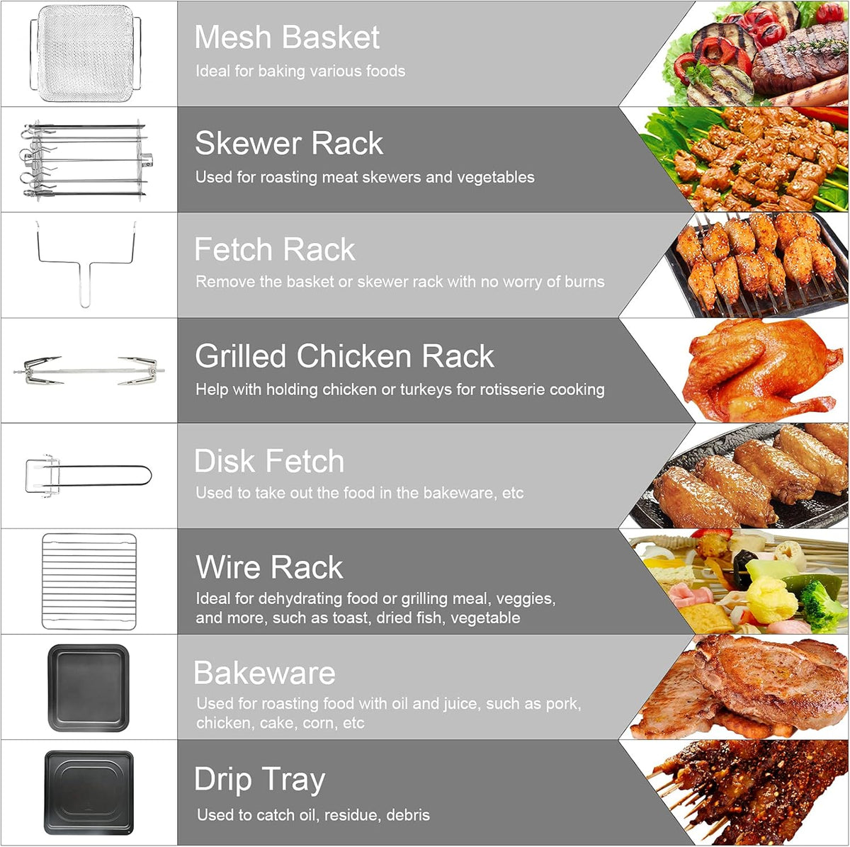 15.8qt 3-layer 16-in-1 Convection Air Fryer Toaster Oven with 6 Accessories, 1500W, Stainless Steel W388756