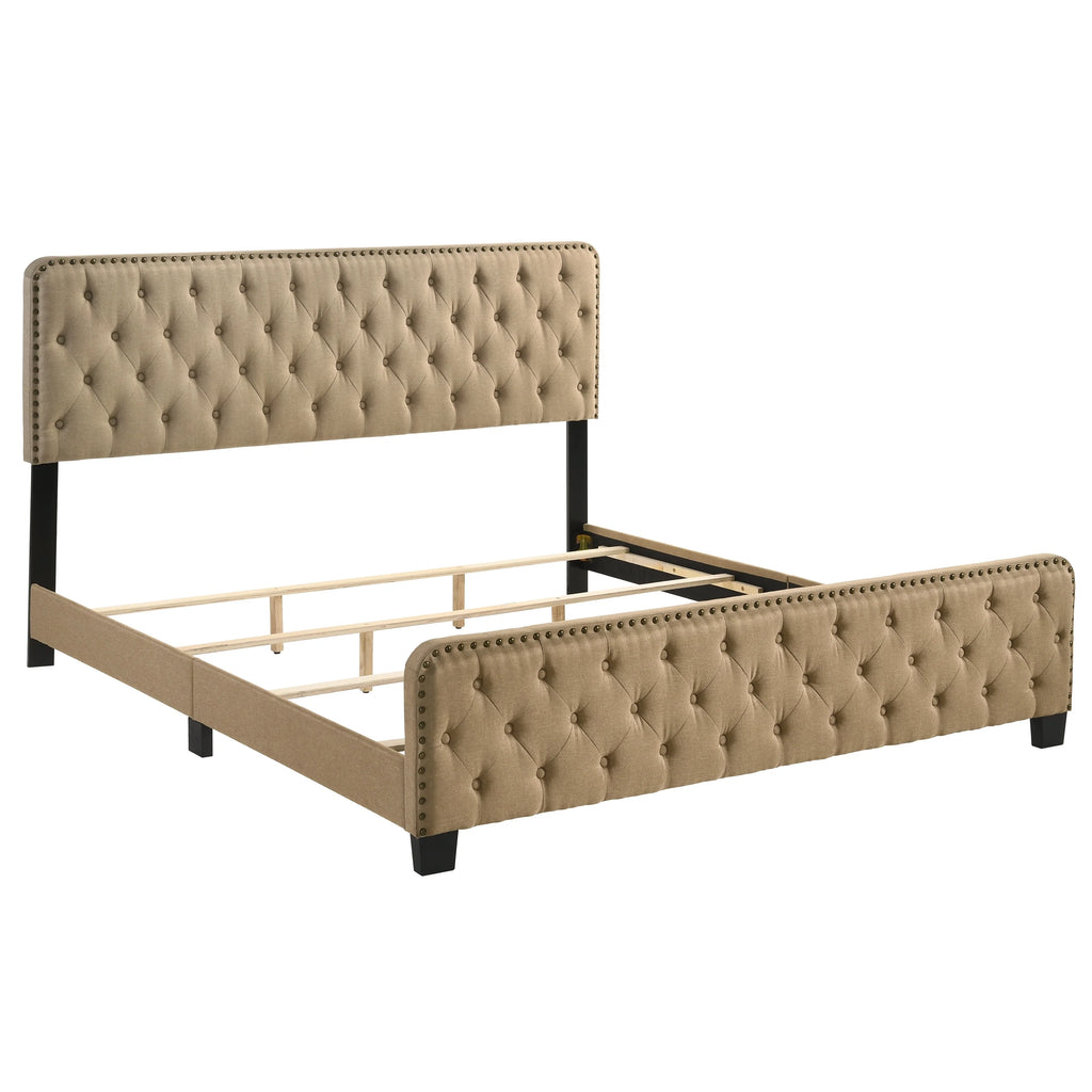 Brown King Tufted Upholstered Bed W95670