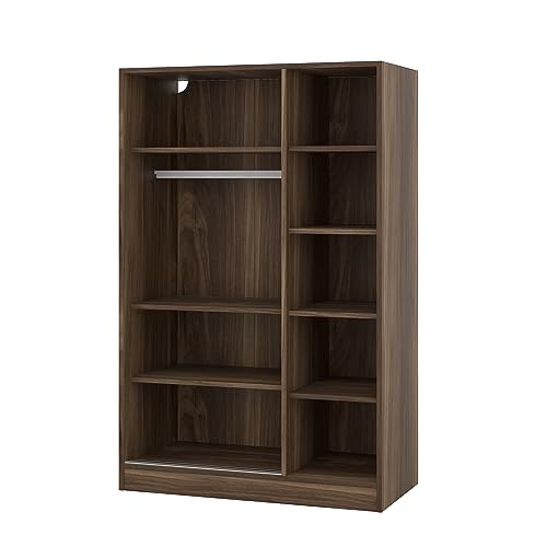 3 Door Freestanding Wardrobe Closet with Sliding Doors and Hanging Rod M88686
