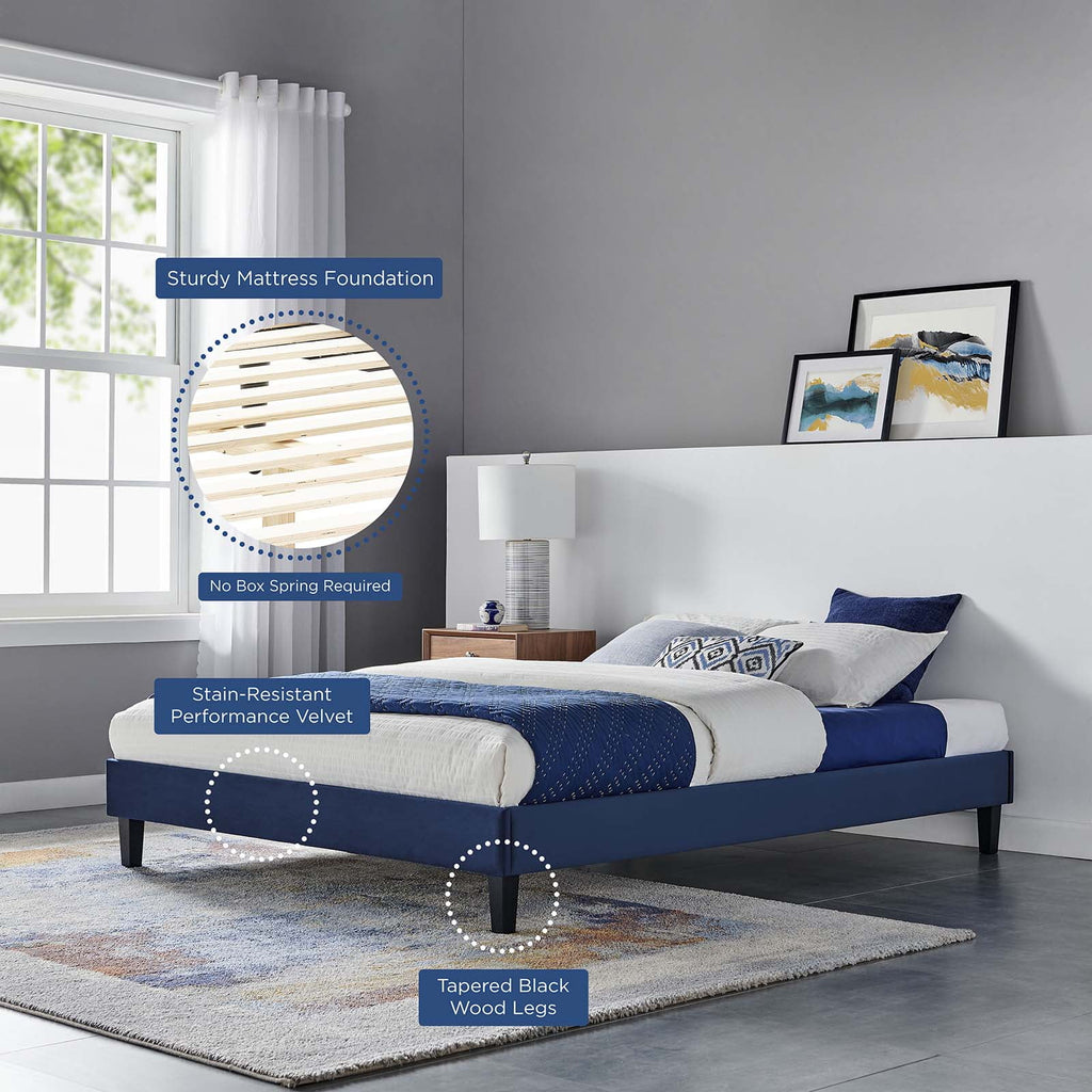 Full Size Velvet Platform Bed Frame V851