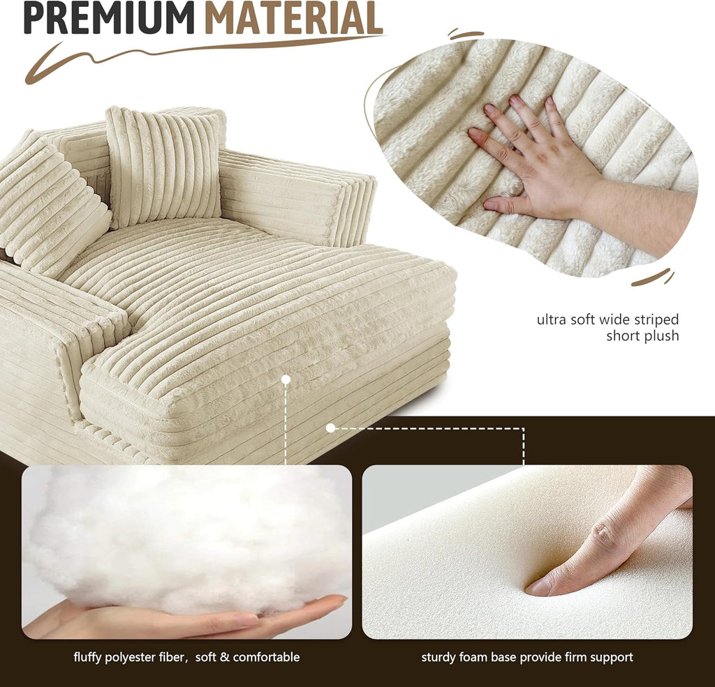 Oversized Chaise Lounge Sofa with 2 Throw Pillows D5539