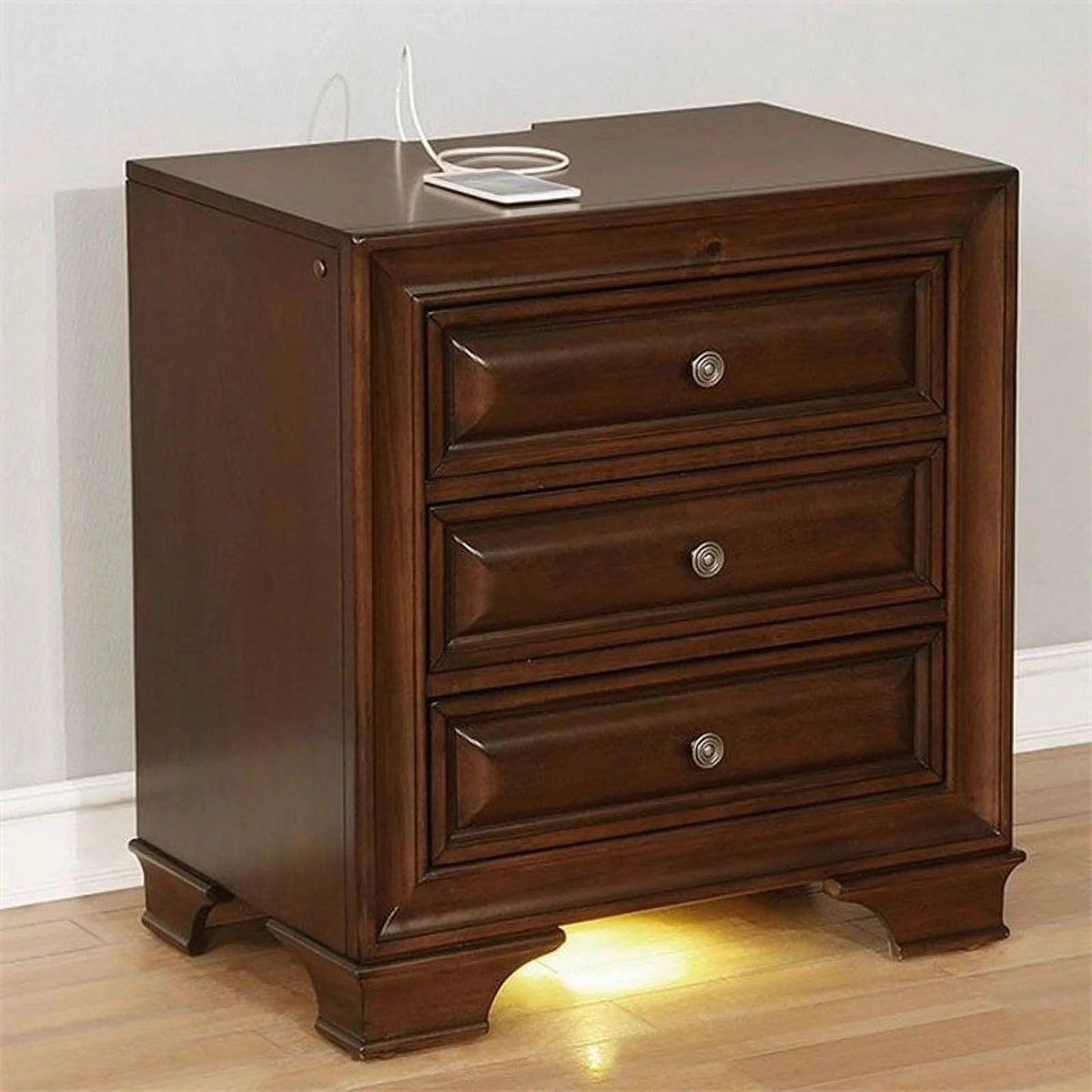 Solid Wood 3-Drawer Nightstand O4434
