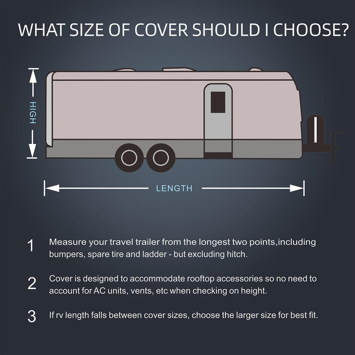 Heavy Duty 6 Layers Windproof Waterproof Camper RV Cover with 4 Tire Covers and 2 Tongue Jack Cover T8118