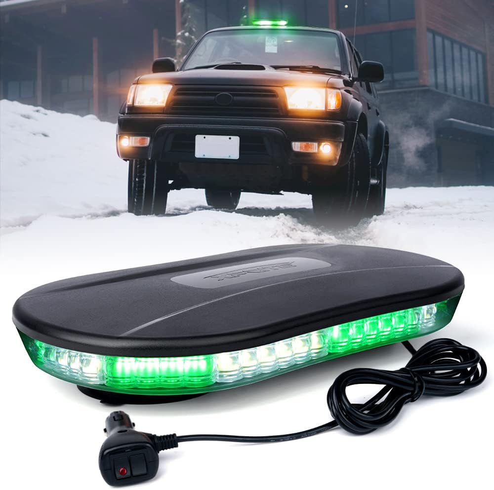 Green COB LED Rooftop Strobe Beacon Lights Bar, Magnetic Base, Pack of 2 O681