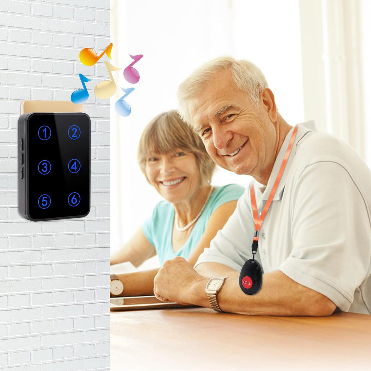 Wireless Caregiver Pager Nurse Call System with 3 Number Display Plug-in Receiver 6 Waterproof Transmitters K756500