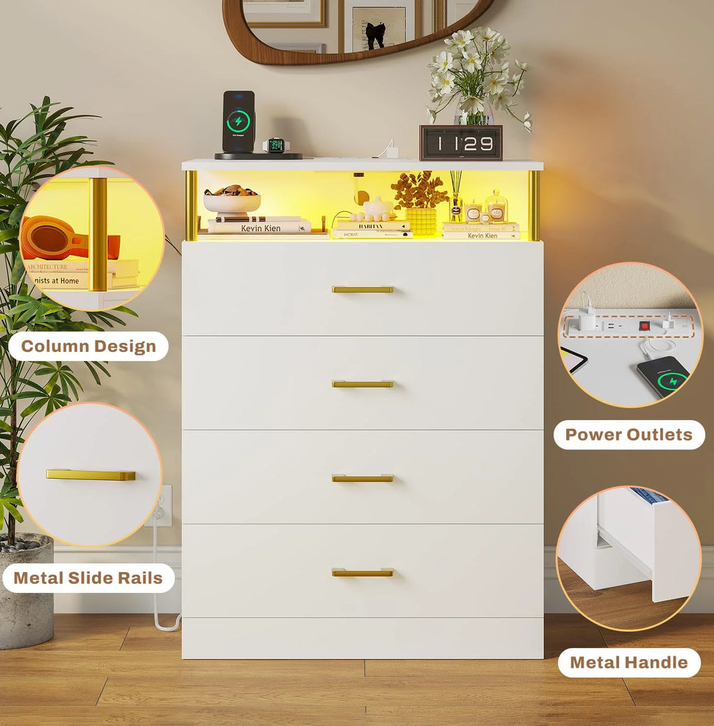 Black 6 Drawer Dresser with Charging Station N21034
