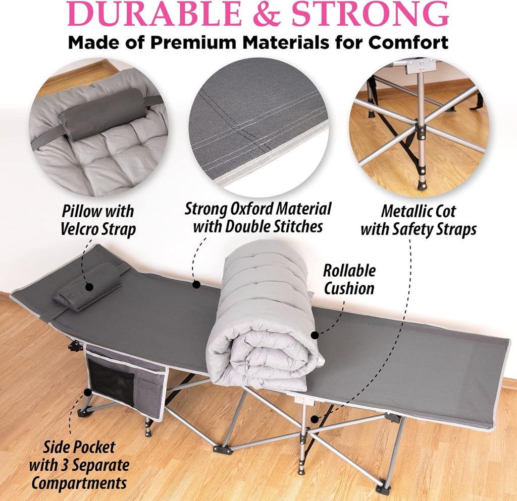 Folding Lightweight Portable Heavy Duty Camping Cot and Cot Pad O5474