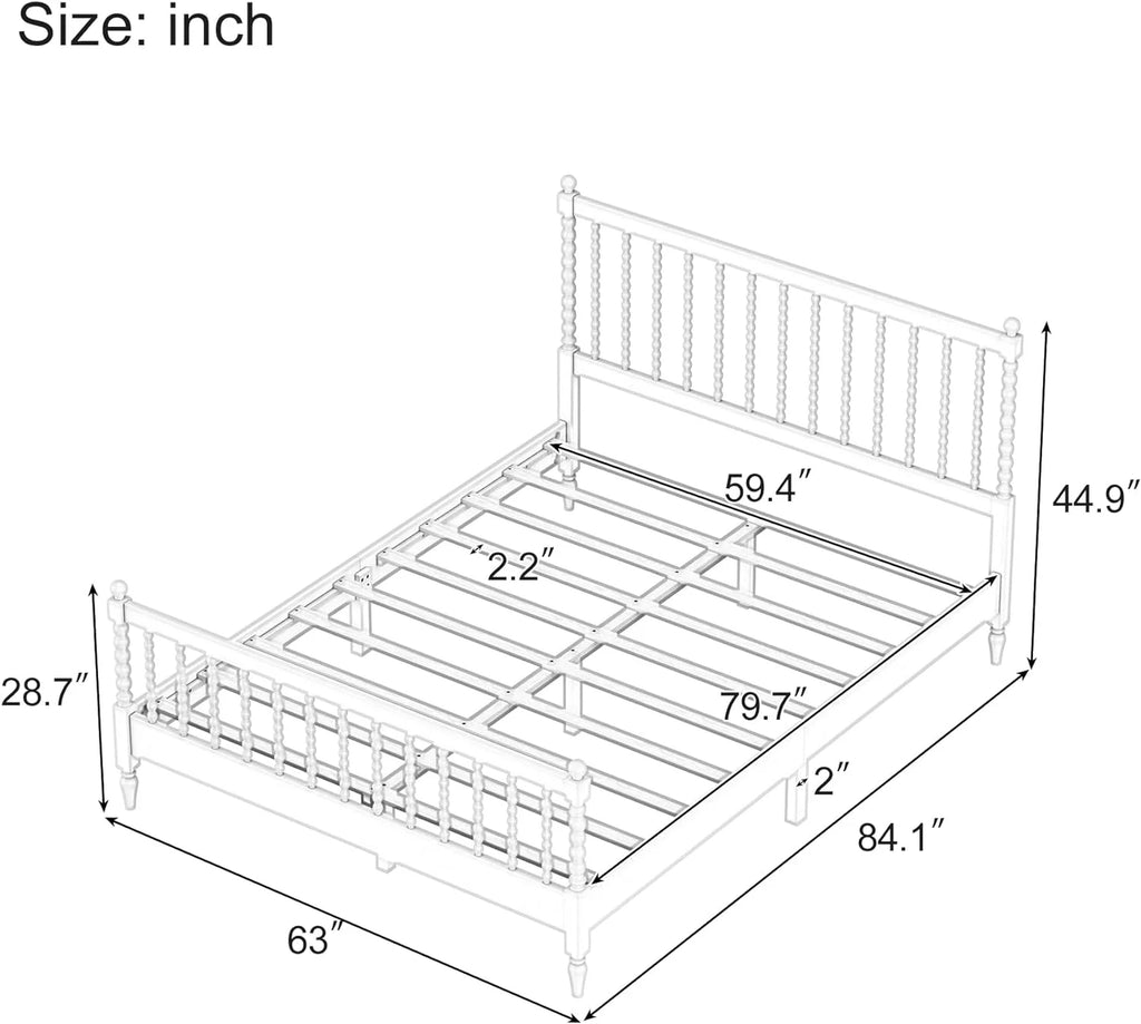 Queen Size Solid Wood Platform Bed with 2 Nightstands X321959