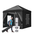 10x10 Pop Up Canopy Tent with 4 Removable Sidewalls and Windows, Black A7579
