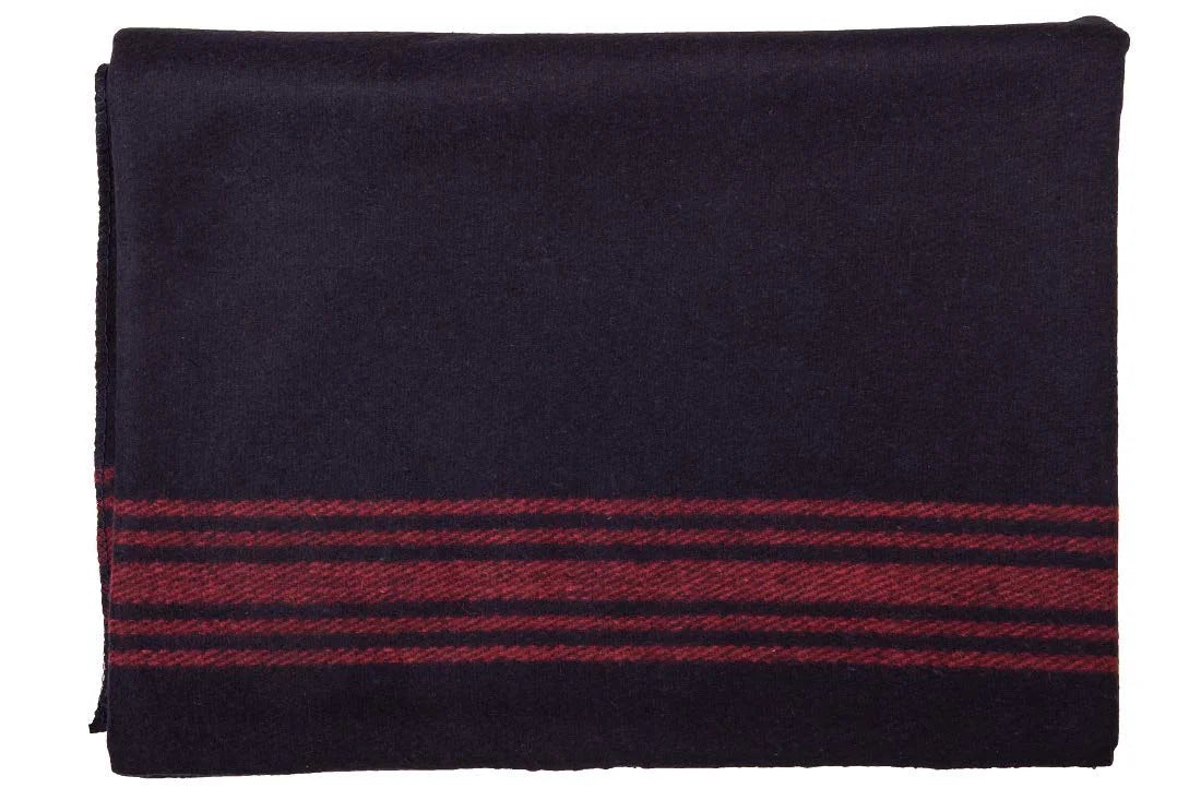 Blue Wool Camping Blanket D914
