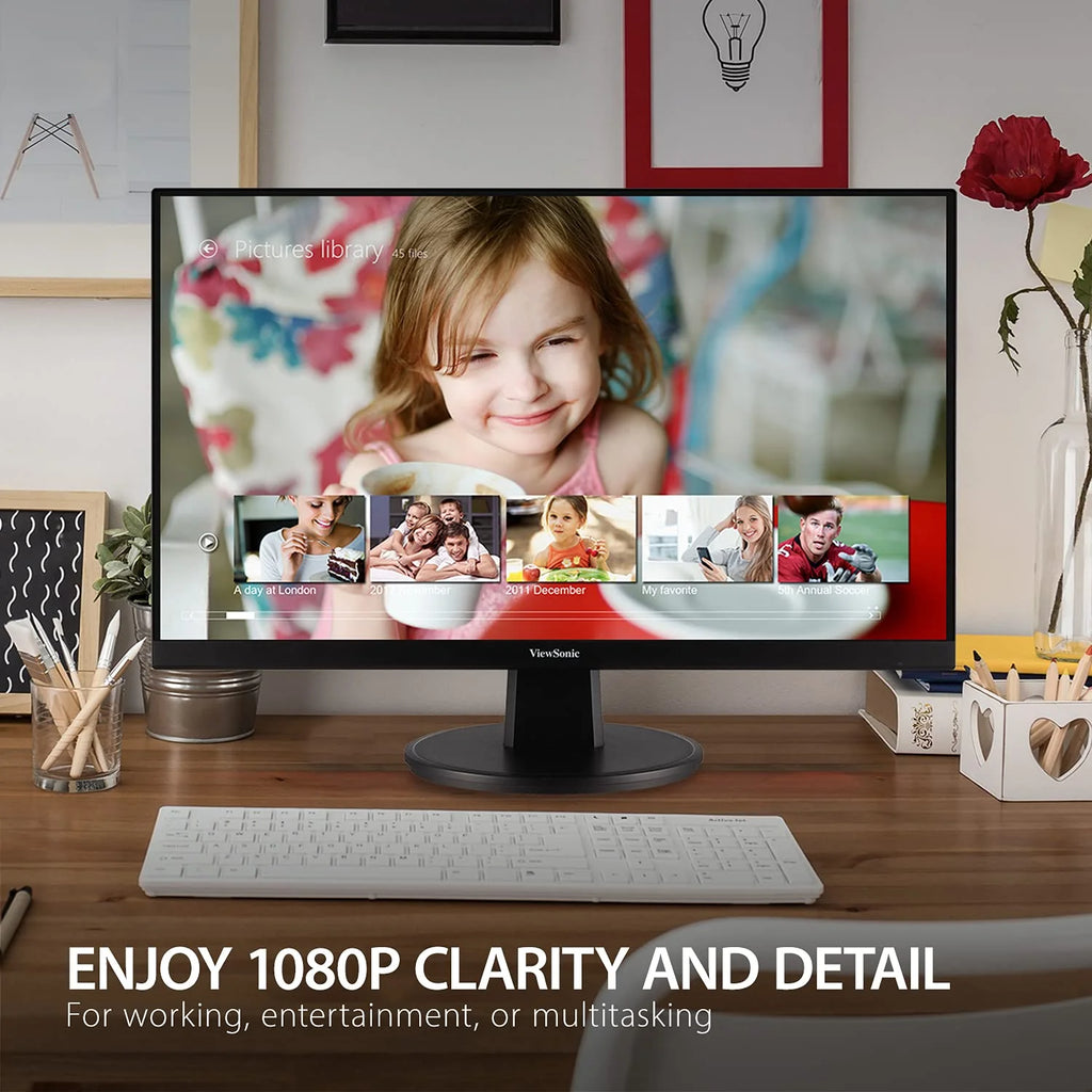 27 Inch Full HD 1080p Monitor with Ultra-Thin Bezel, AMD FreeSync, 75Hz, HDMI, VGA, Black A30793