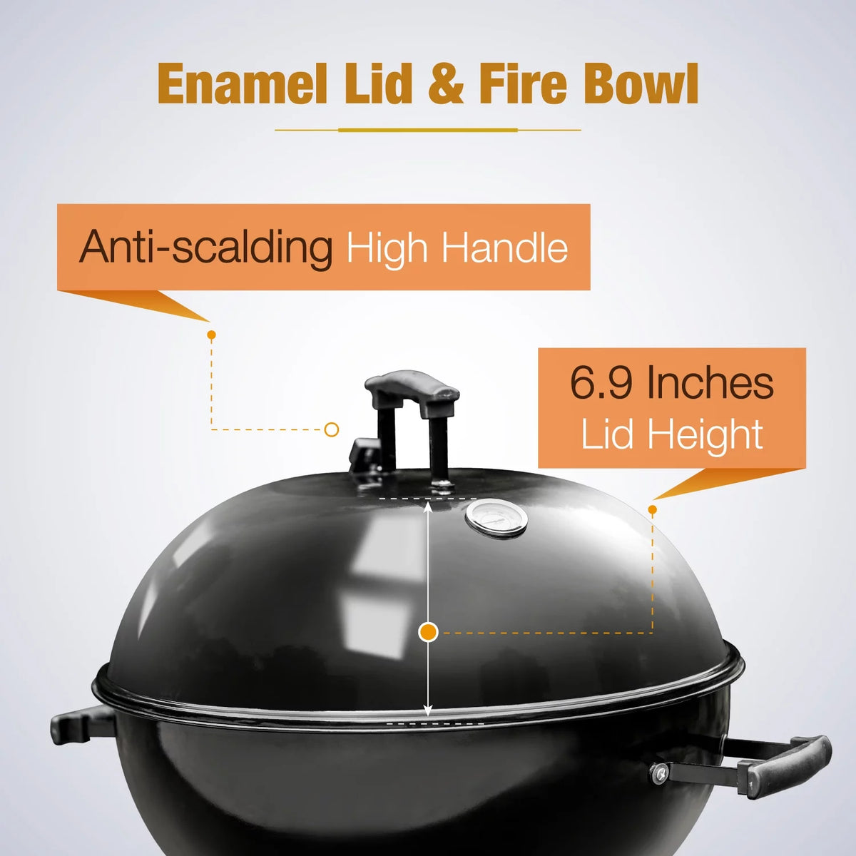 22" Portable Charcoal BBQ Grill, Black J37529