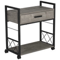 Grey Industrial End Table with Drawer and Bottom Shelf K366