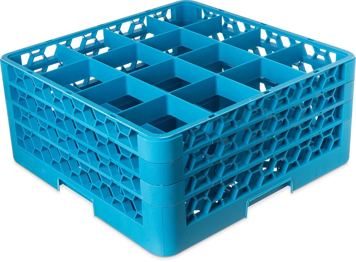 16 Compartment Glass Rack with 3 Extenders, Blue (Pack of 2) Q39972