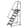 Steel Rolling Ladder with Handrails, 6 Steps, Gray Y3757