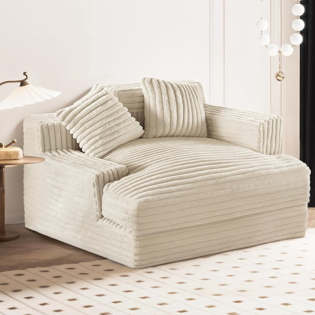 Oversized Chaise Lounge Sofa with 2 Throw Pillows D5539