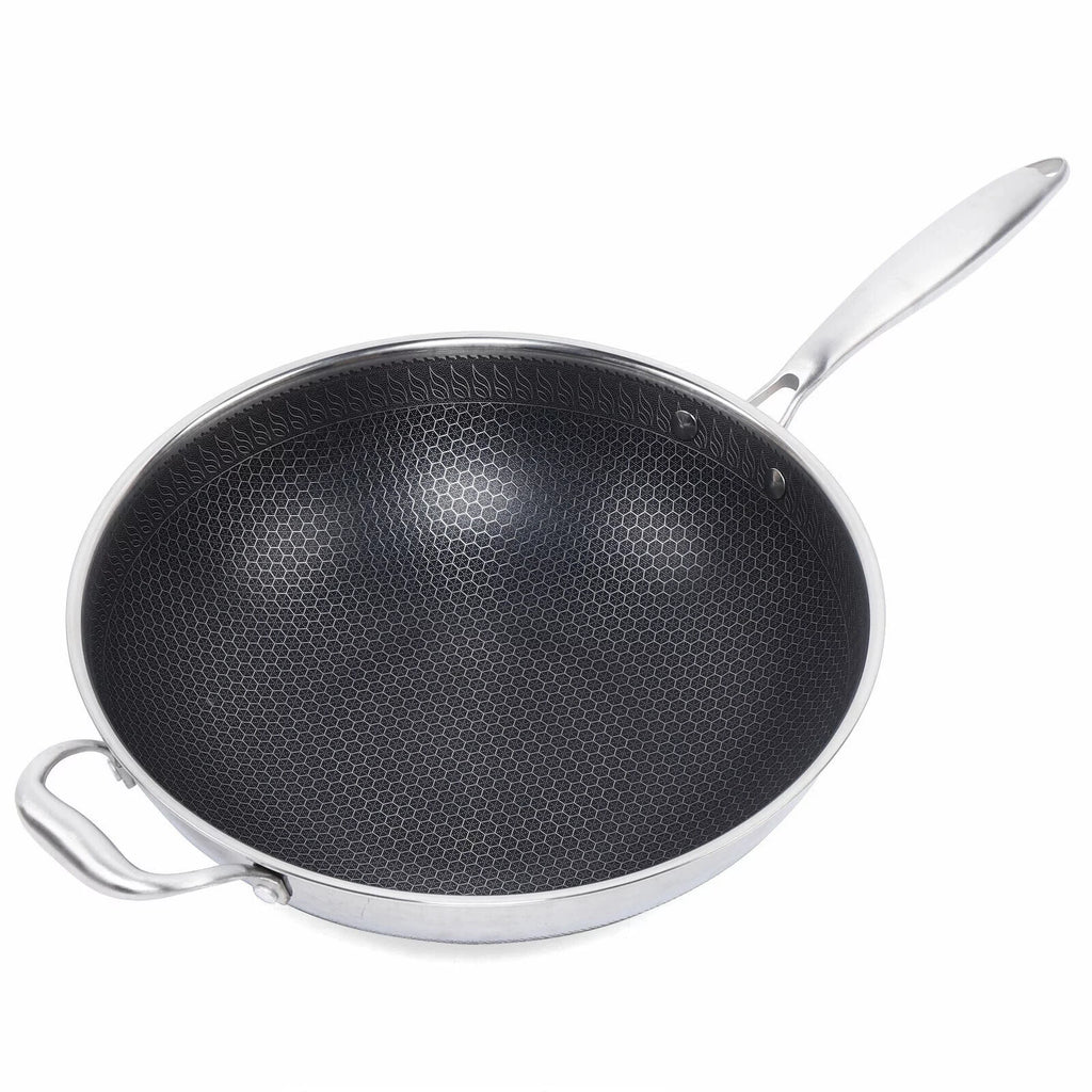 Non Stick Stainless Steel Frying Pan with Glass Lid F631789