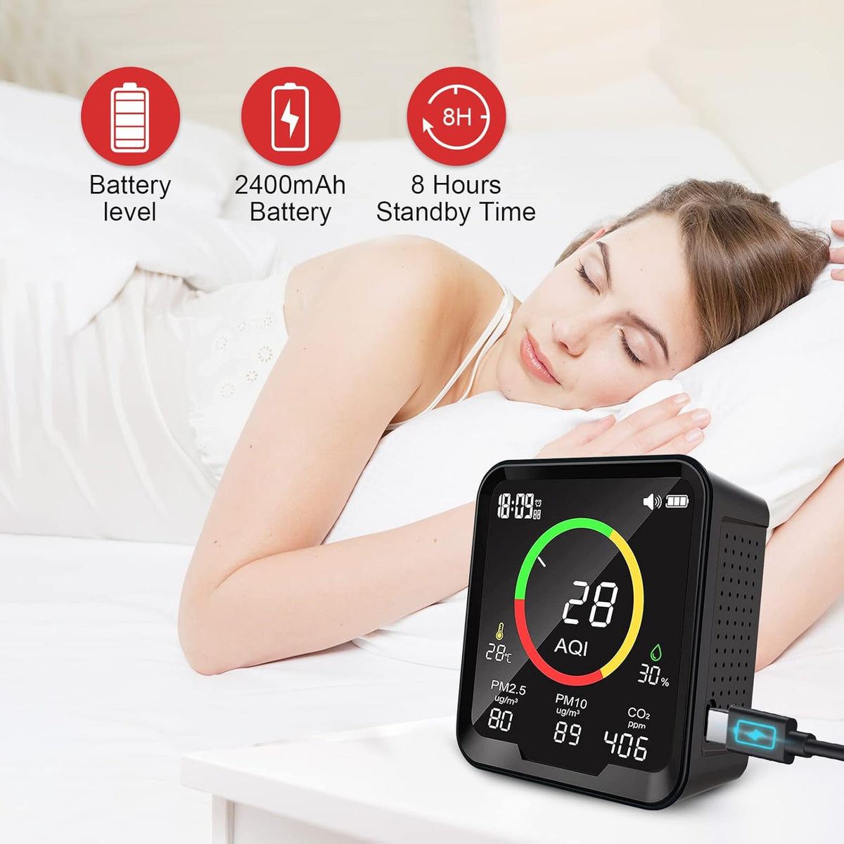 9A Air Quality Monitor CO2 Detector S88492