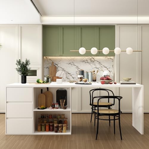 80.7" Wood Kitchen Island with 3 Drawers D822683