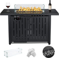 43 Inch 50,000 BTU Auto-Ignition Gas Fire Pit Table with Glass Wind Guard, Lava Stone Z325046