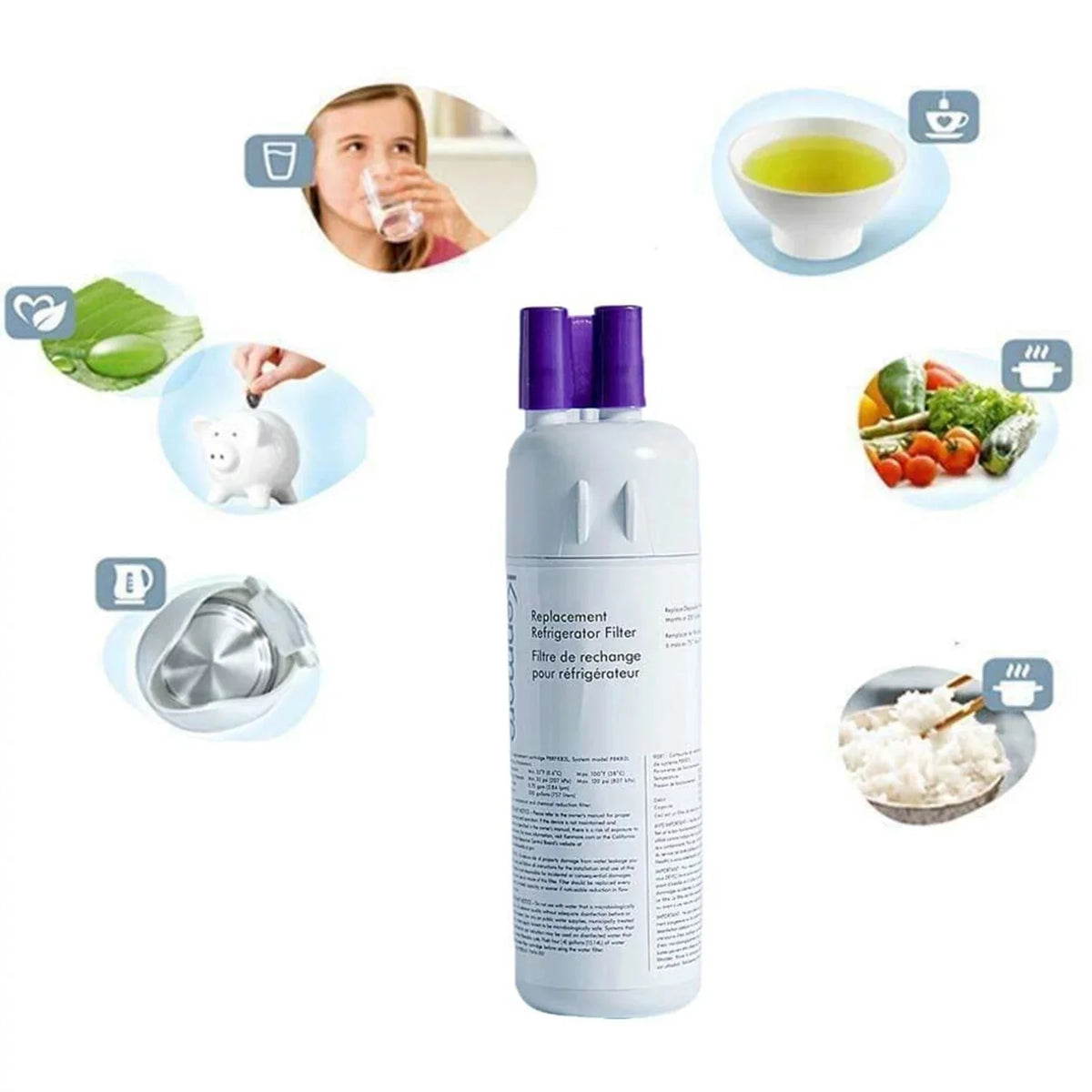 2 Pack Refrigerator Water Filter Replacement C851488
