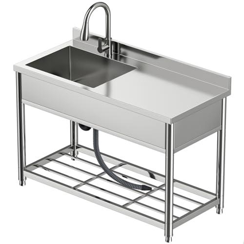Stainless Steel Single Bowl Commercial Sink with Drainboard E962956