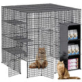 White Metal Wire Cat Cage J89624