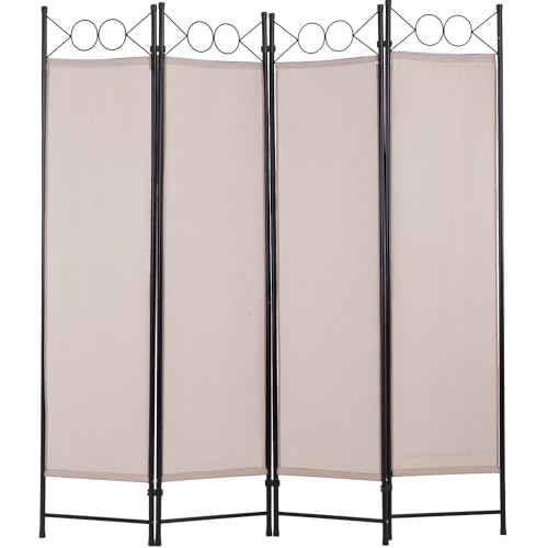 Black 6FT Steel Frame Folding Room Divider L53289