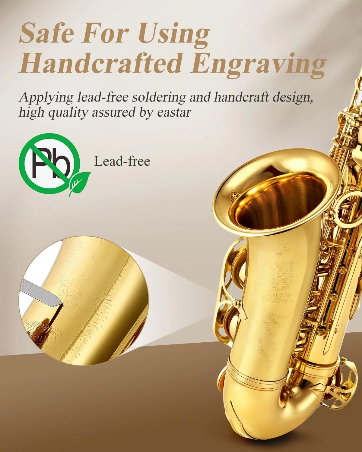 Gold Lacquer Alto Saxophone with Stand G932