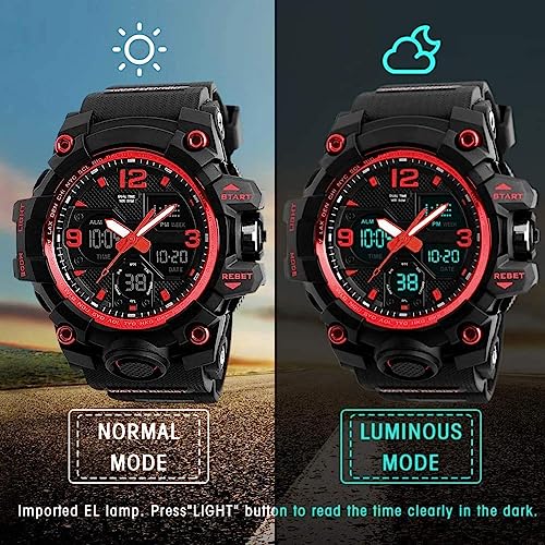 Men's Analog Sports Watch LED Military Digital Watch Electronic Stopwatch Large Dual Dial Time Outdoor Army Wrist Watch Tactical H529