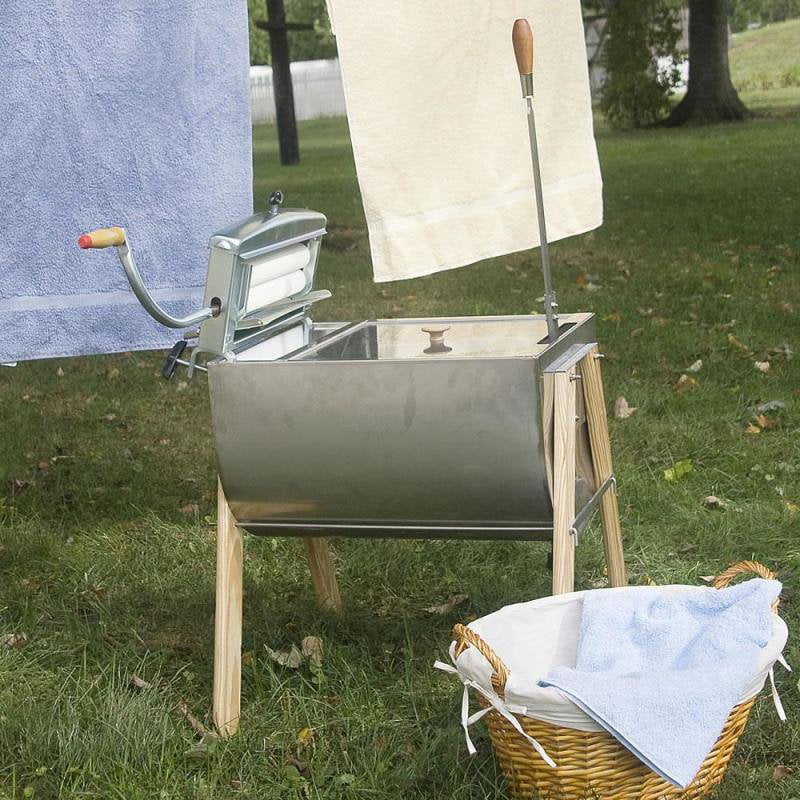 15 Gallon Laundry Hand Washer Tub and Wringer with Wooden Legs D2324