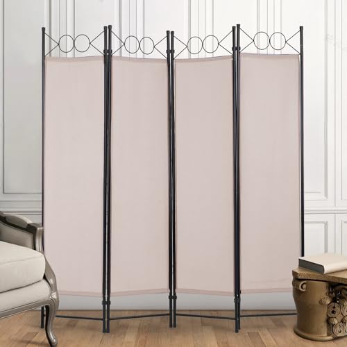 Black 6FT Steel Frame Folding Room Divider L53289