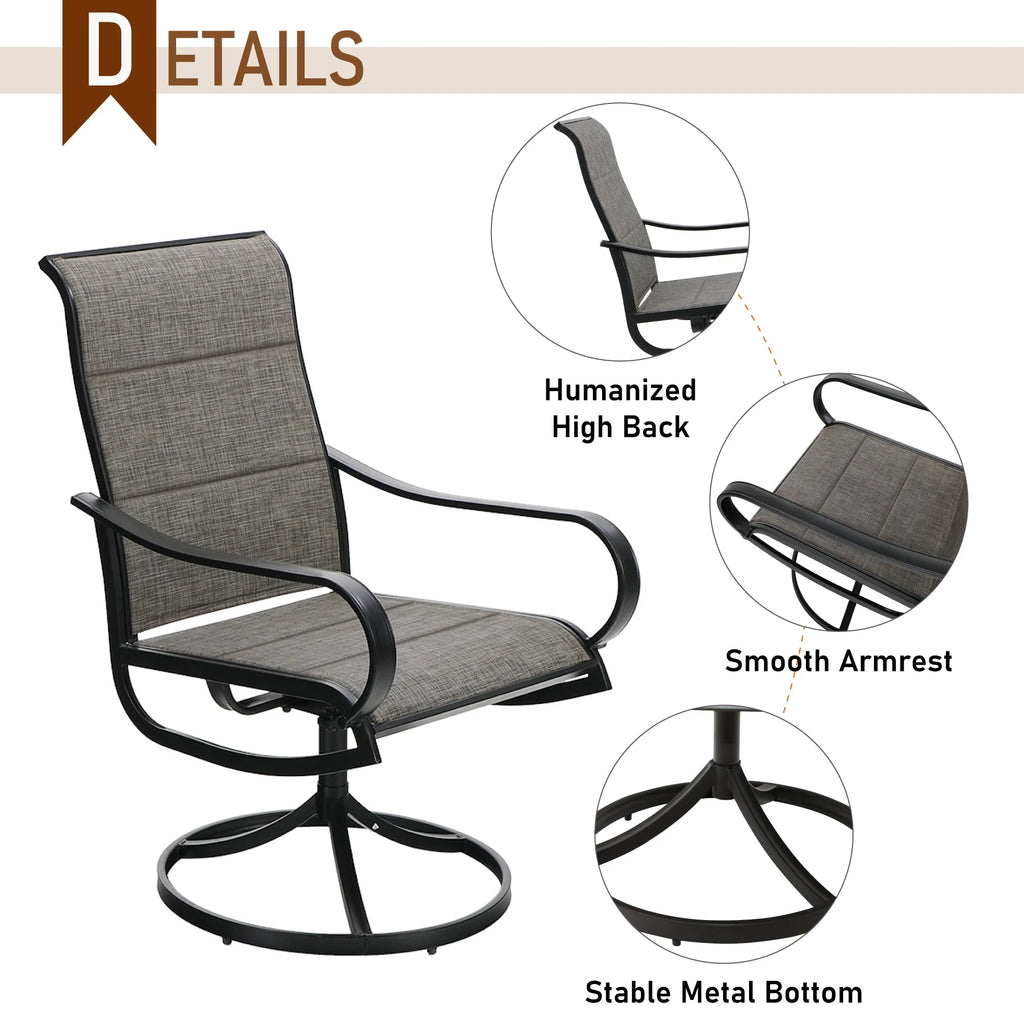 9 Piece Outdoor Metal Patio Dining Set with Swivel Padded Chairs I763