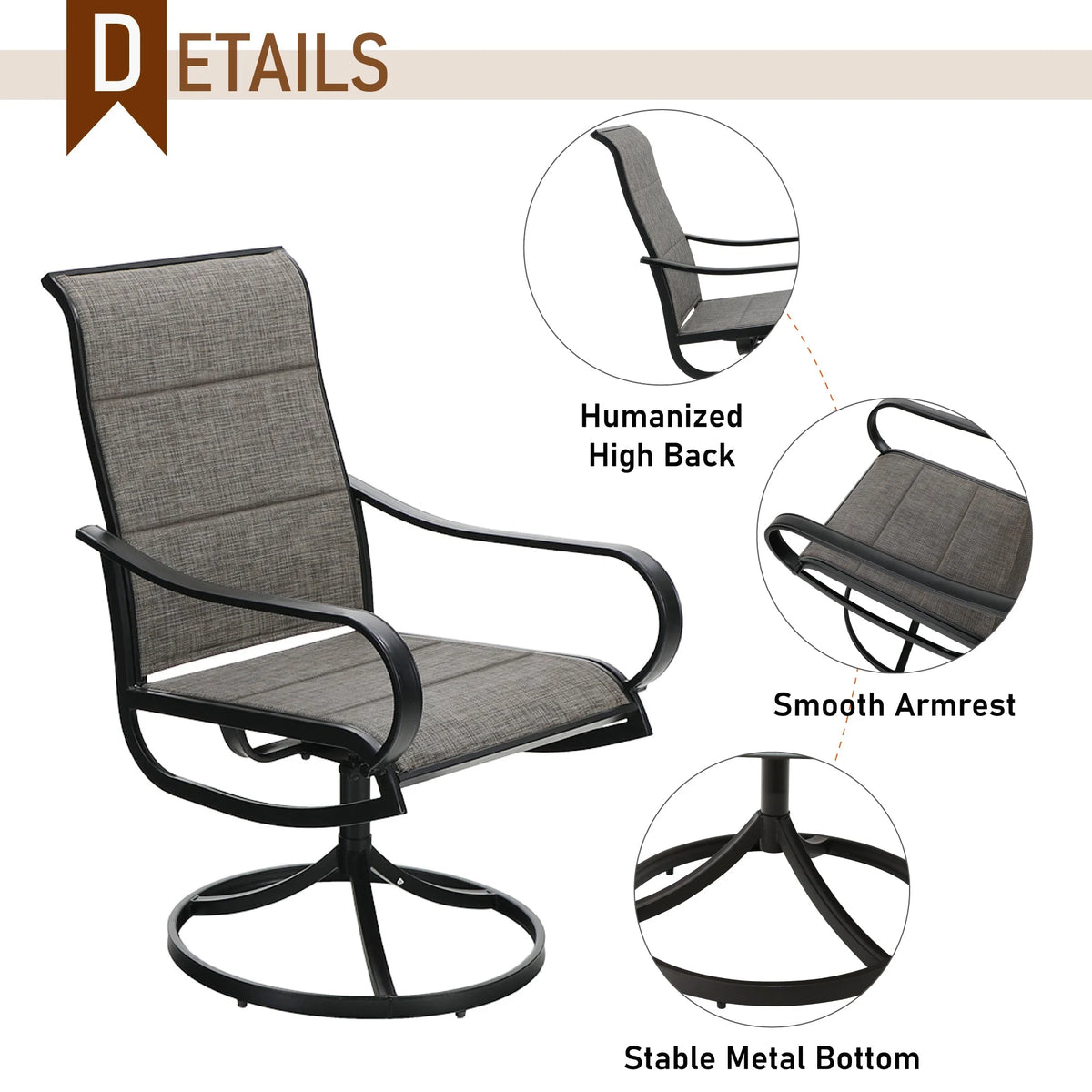 9 Piece Outdoor Metal Patio Dining Set with Swivel Padded Chairs I763