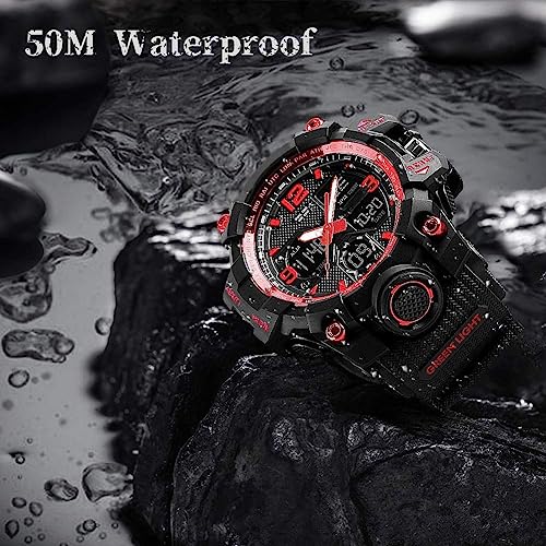 Men's Analog Sports Watch LED Military Digital Watch Electronic Stopwatch Large Dual Dial Time Outdoor Army Wrist Watch Tactical H529