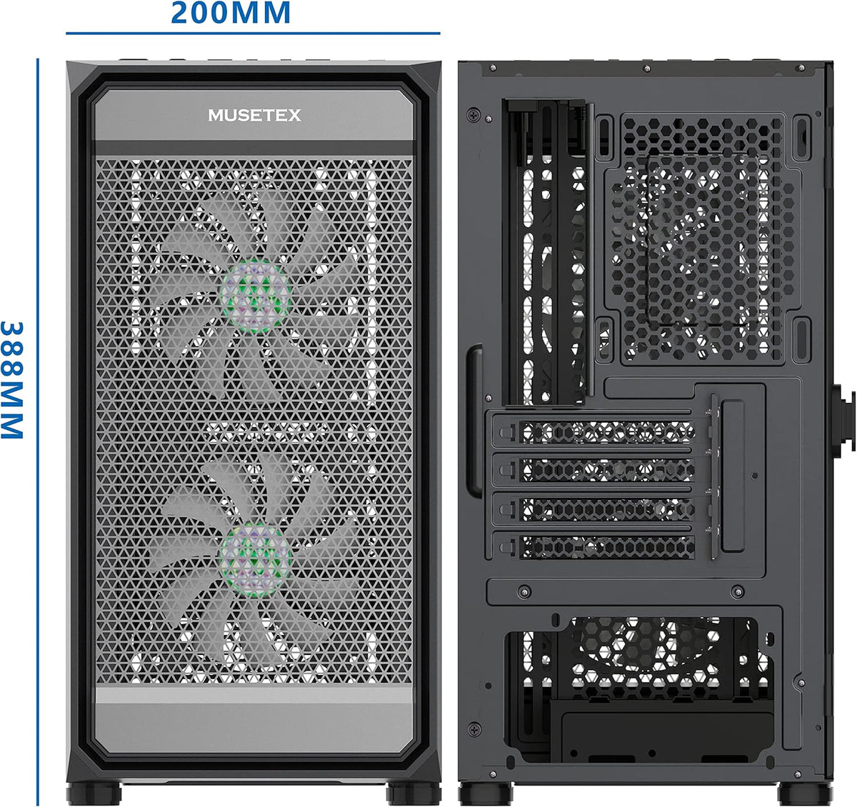 Matx PC Case with 2pcs ARGB Fans Mesh Airflow G207613