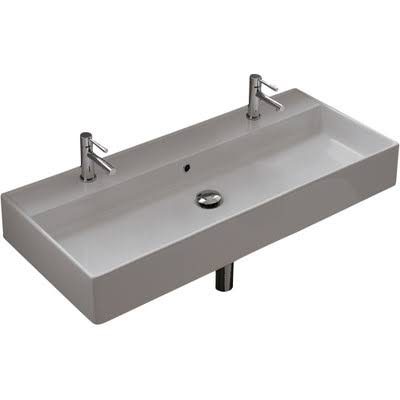 39.3x22 Rectangular Ceramic Wall Mounted Sink with Overflow Q25894